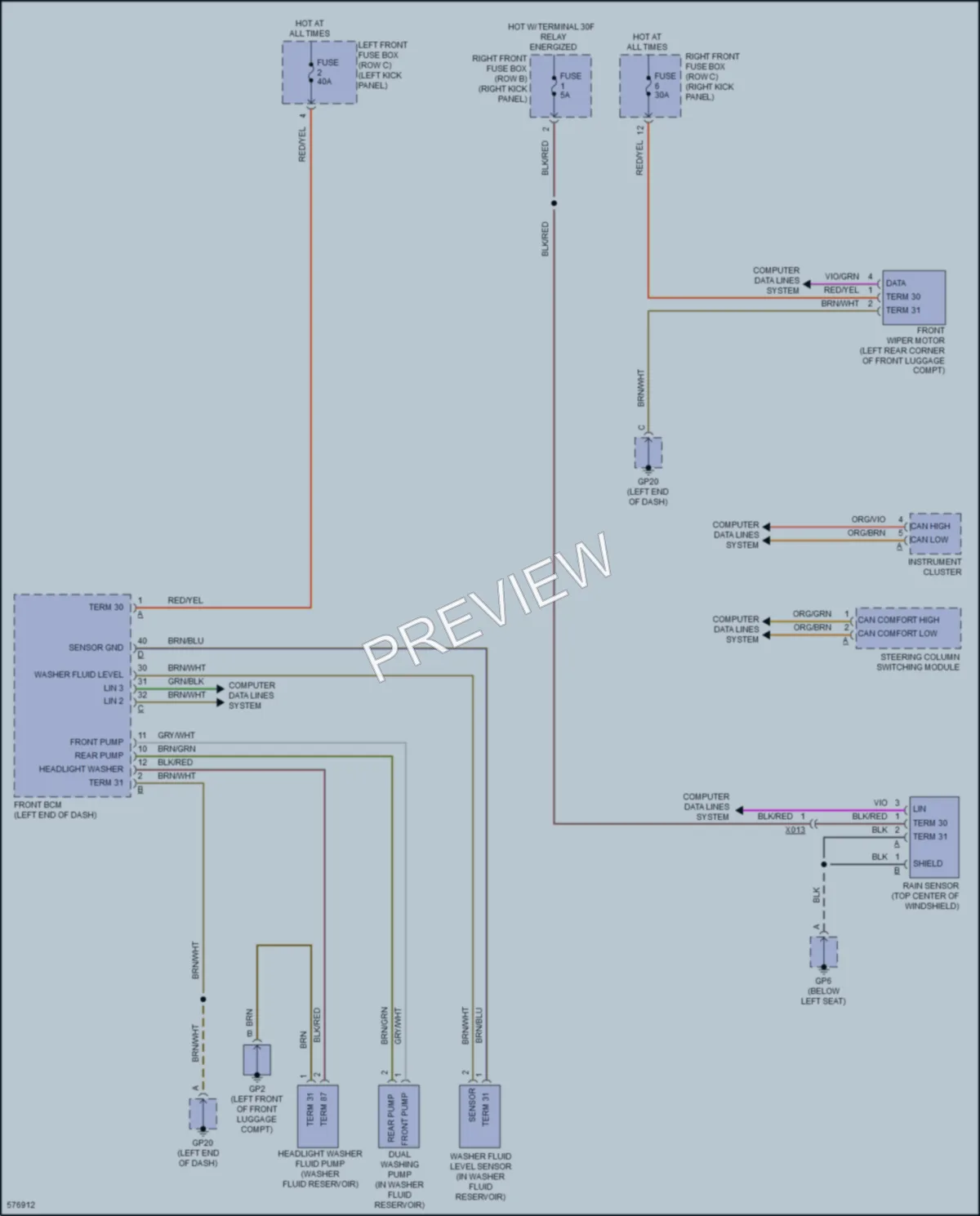 2017 Porsche 718Boxster Wiper Washer wiring diagram preview