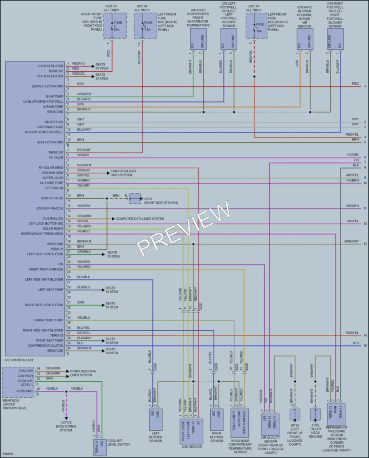 2017 Porsche 718Cayman Air Conditioning wiring diagram preview