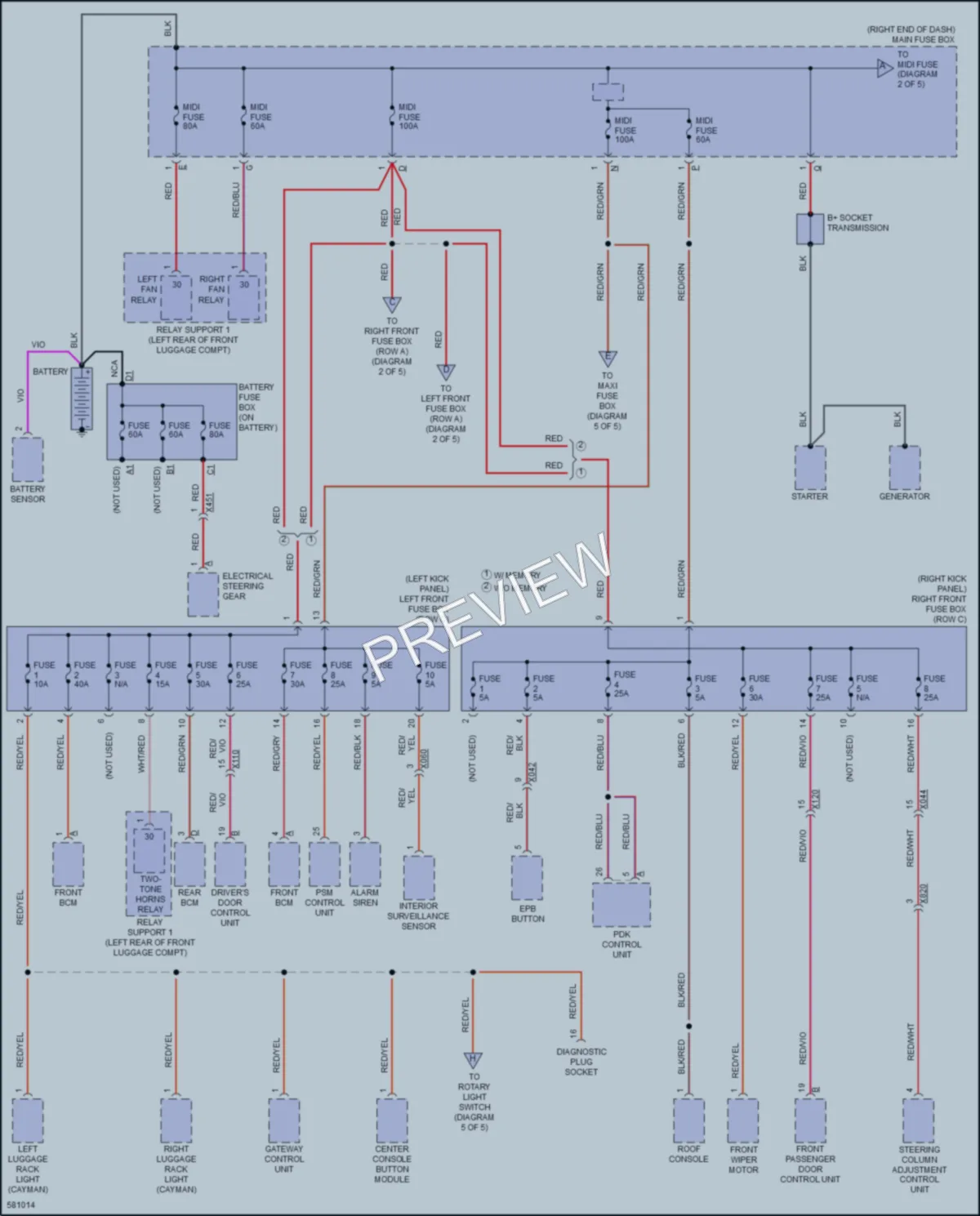 2017 Porsche 718Cayman Power Distribution wiring diagram preview