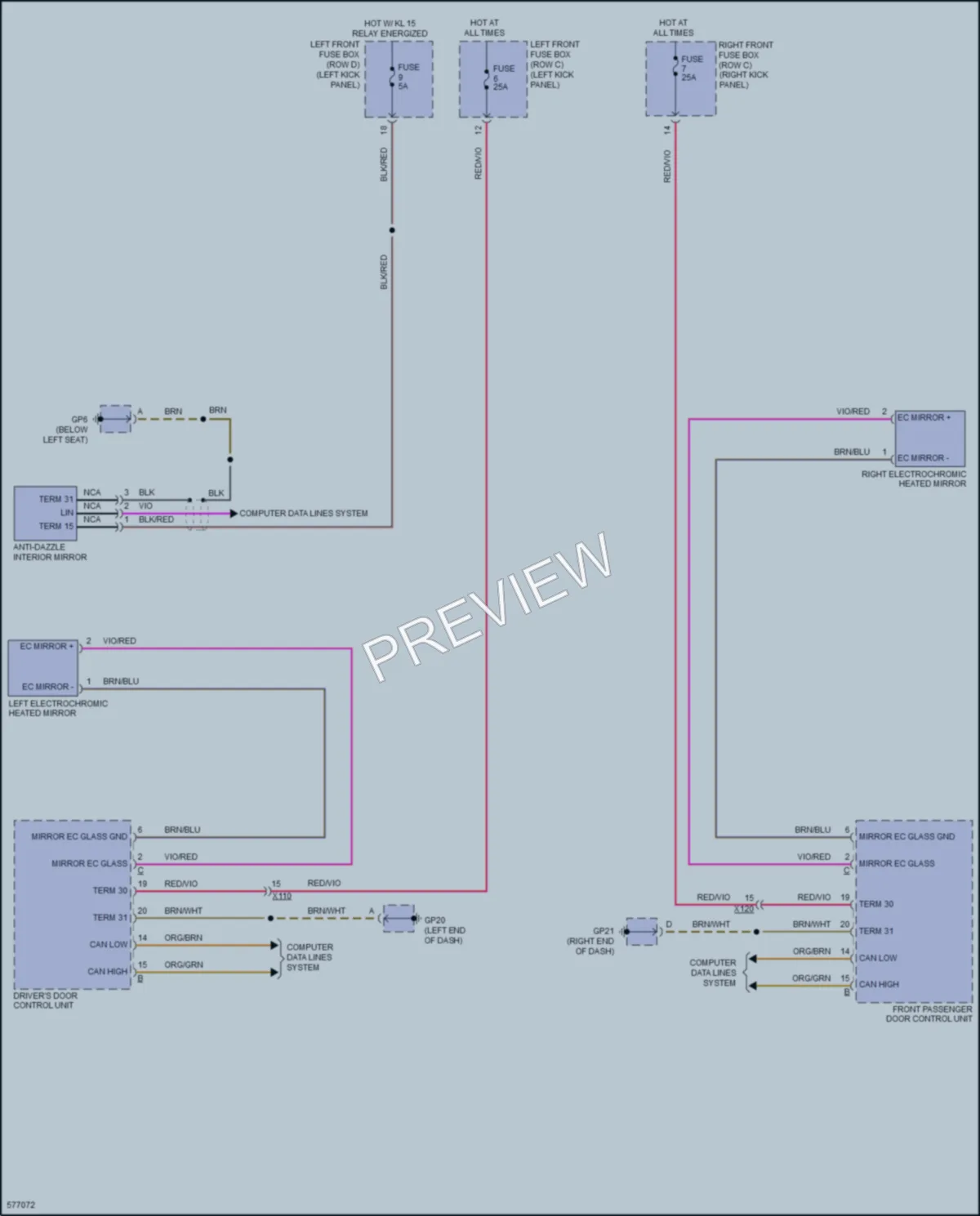 2017 Porsche 718Cayman Power Mirrors wiring diagram preview