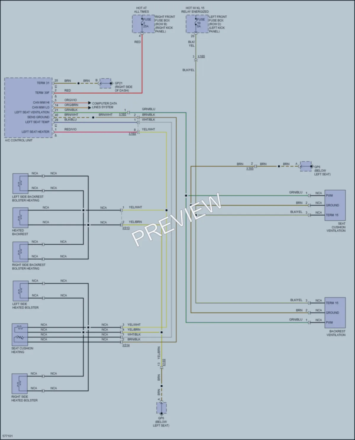2017 Porsche 718Cayman Power Seats wiring diagram preview
