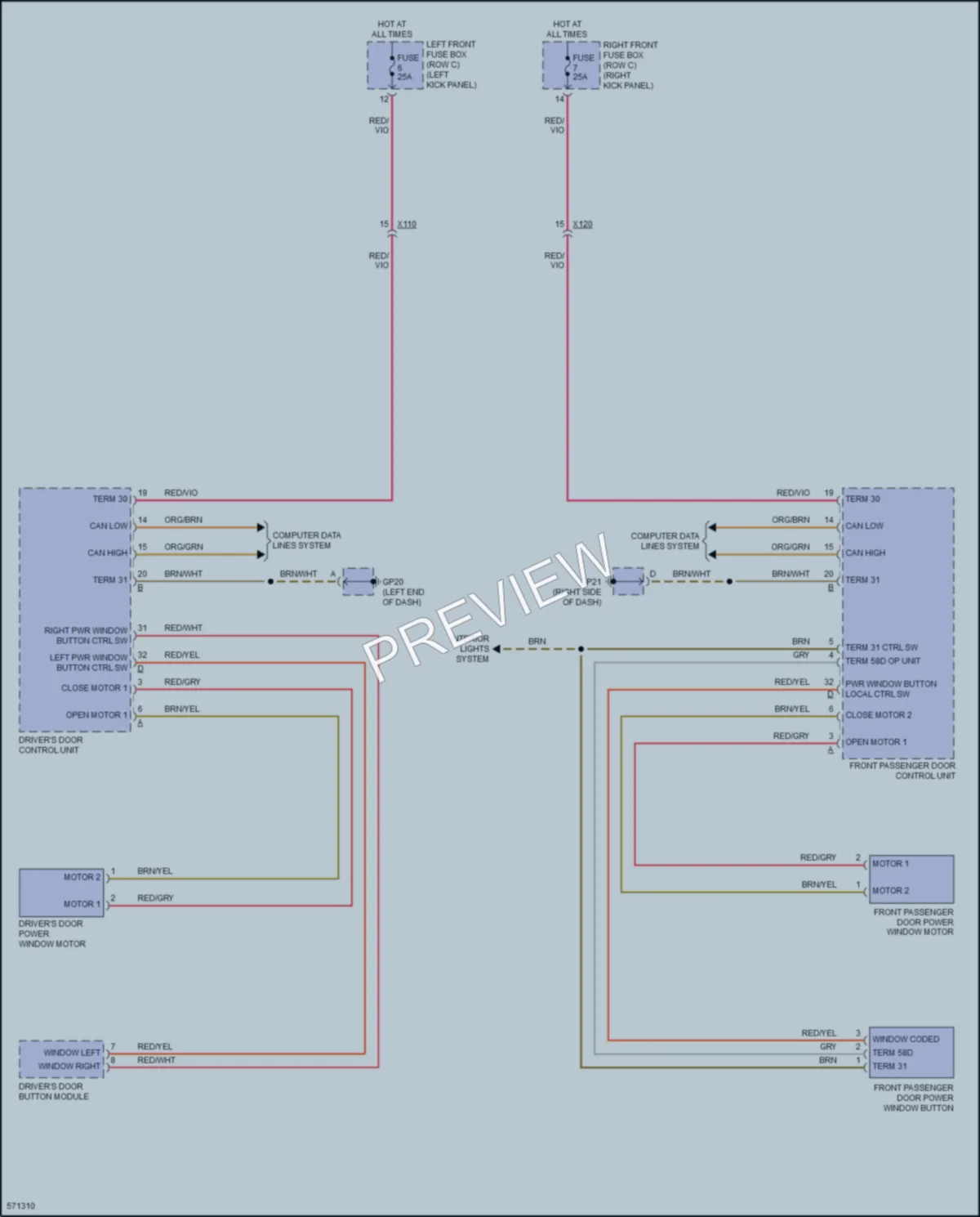 2017 Porsche 718Cayman Power Windows wiring diagram preview