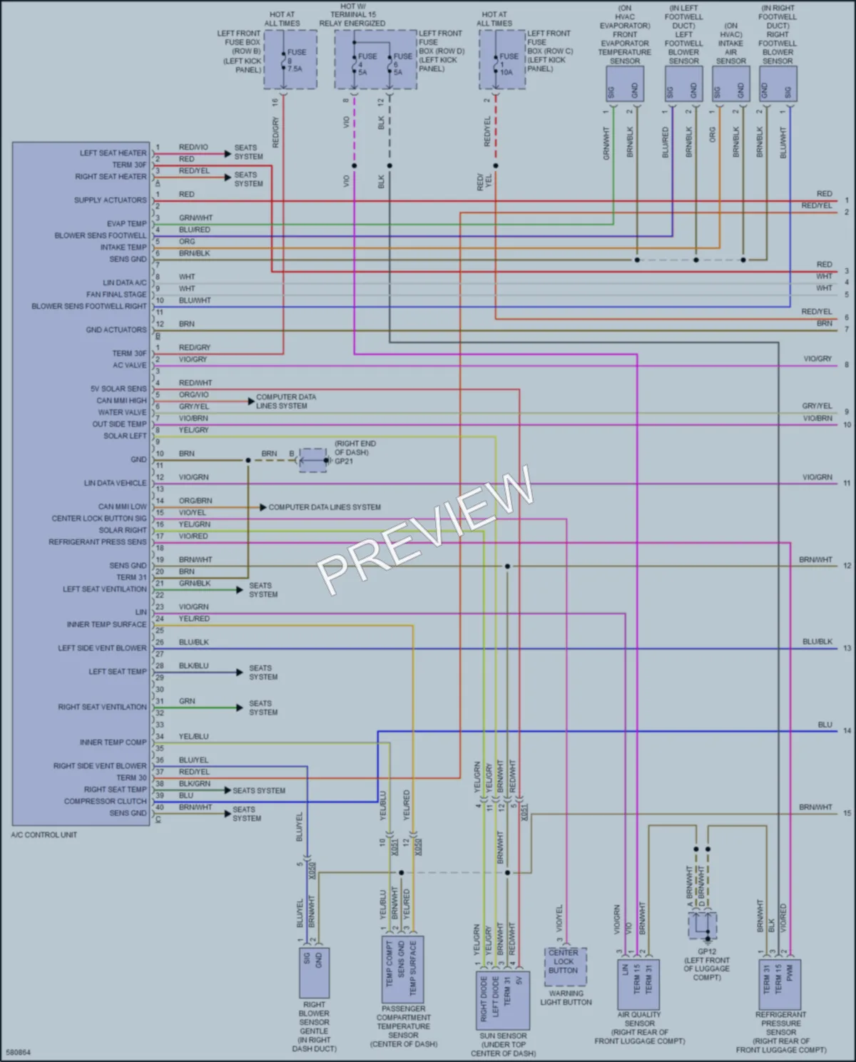 2017 Porsche 911 Air Conditioning wiring diagram preview