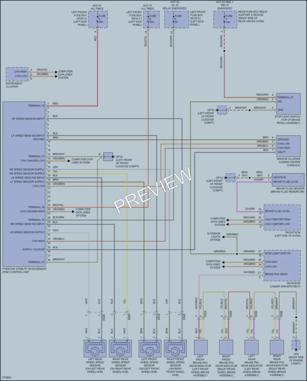 2017 Porsche 911 Anti Lock Brakes wiring diagram preview