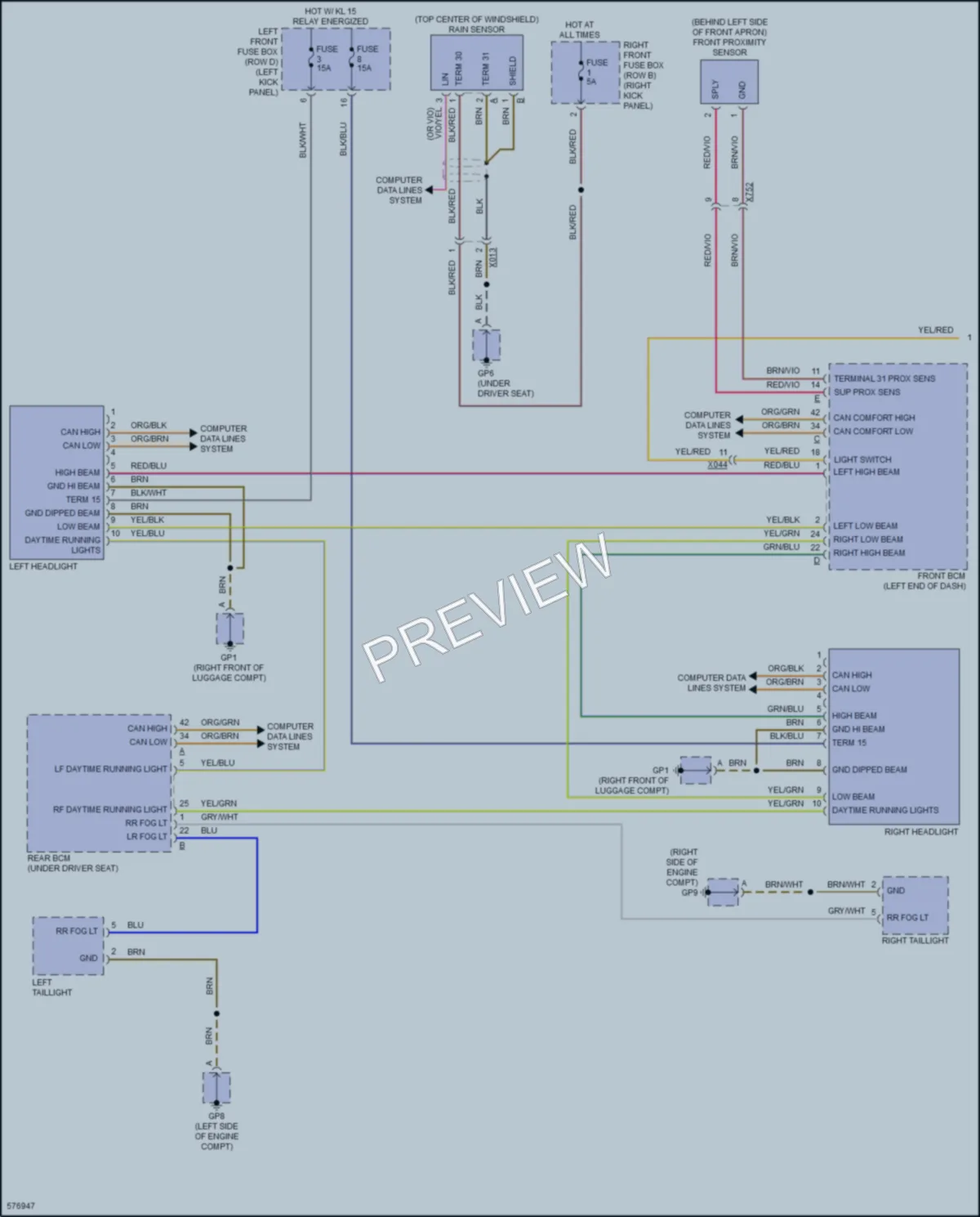 2017 Porsche 911 Headlights wiring diagram preview