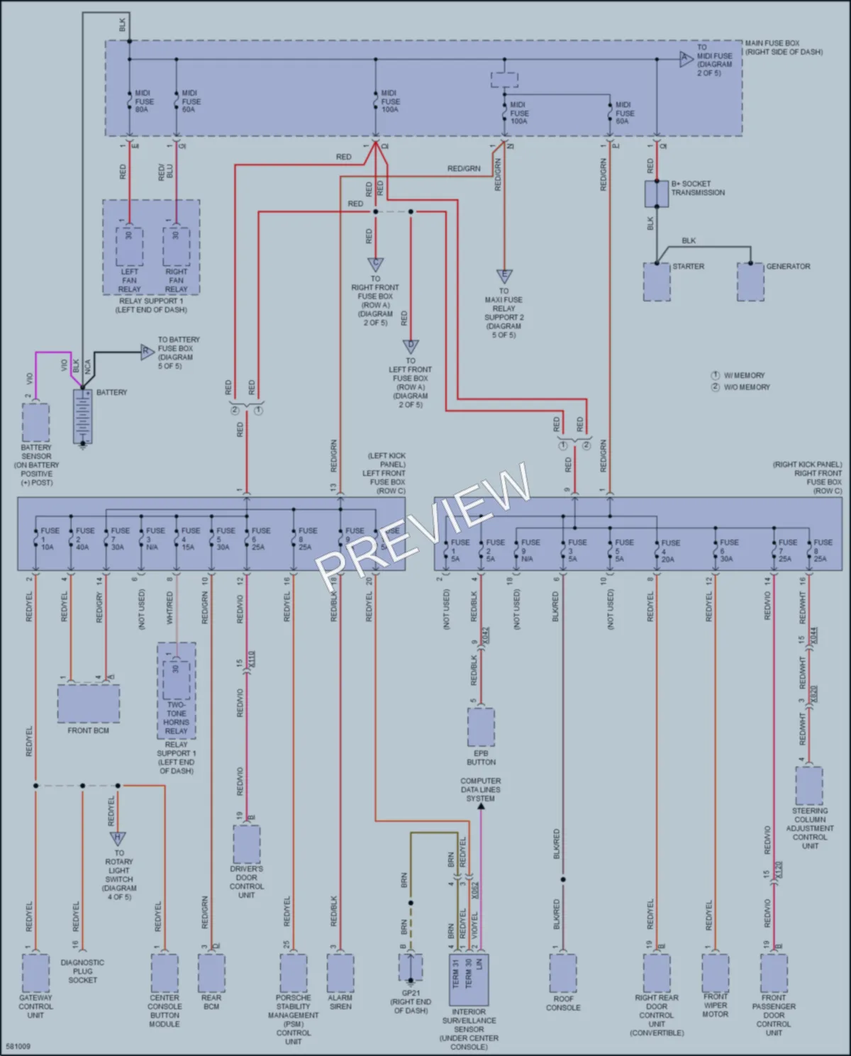 2017 Porsche 911 Power Distribution wiring diagram preview