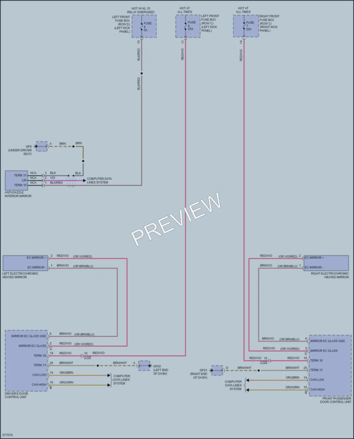 2017 Porsche 911 Power Mirrors wiring diagram preview