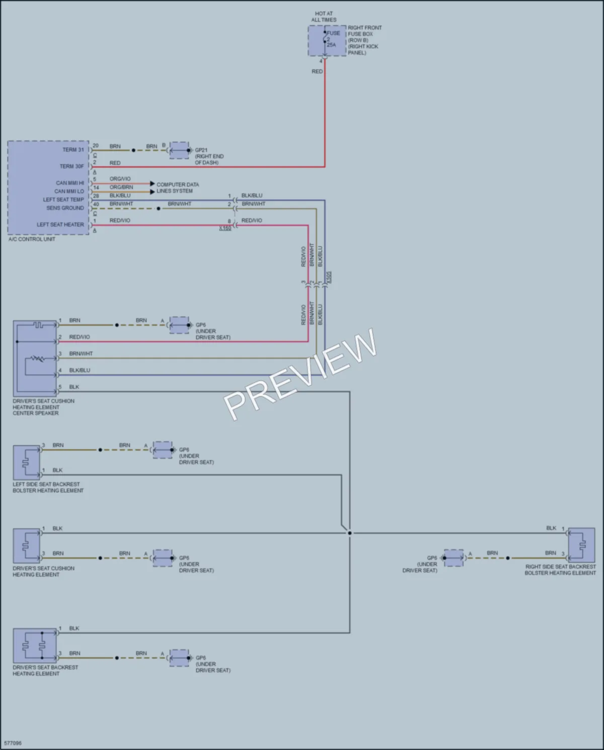 2017 Porsche 911 Power Seats wiring diagram preview