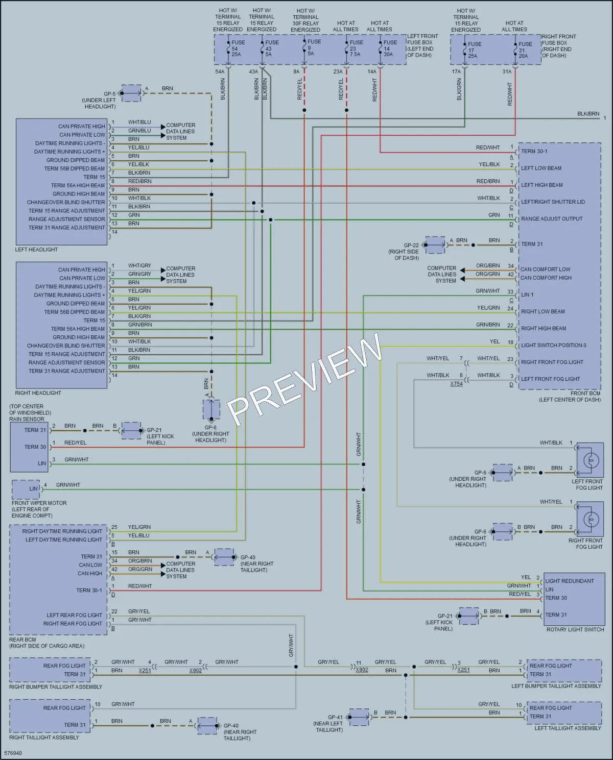 2017 Porsche CayenneHybrid Headlights wiring diagram preview