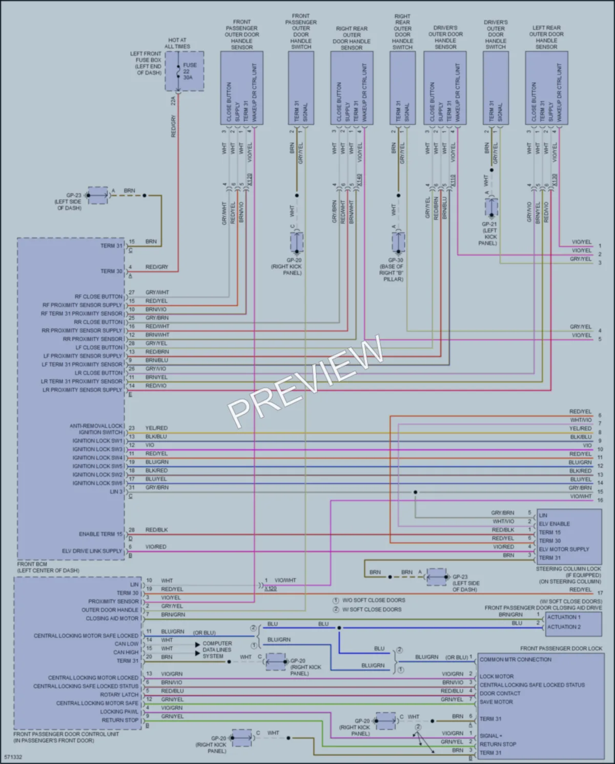 2017 Porsche CayenneHybrid Power Door Locks wiring diagram preview