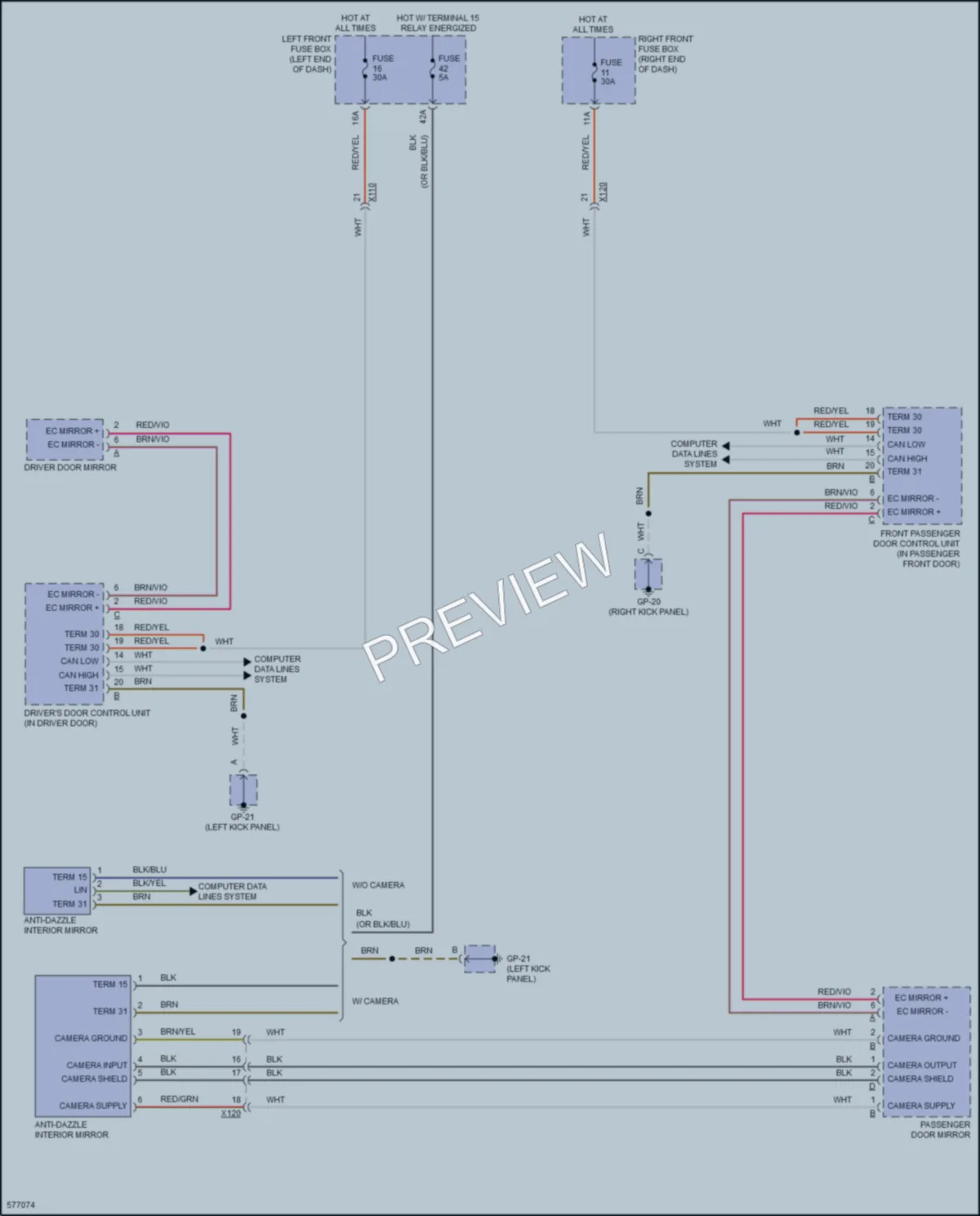 2017 Porsche CayenneHybrid Power Mirrors wiring diagram preview