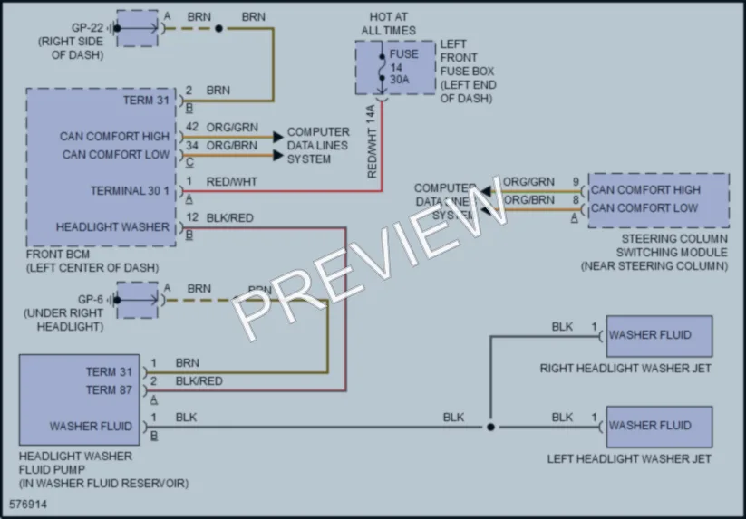 2017 Porsche CayenneHybrid Wiper Washer wiring diagram preview