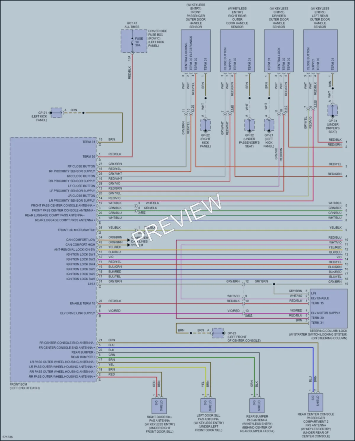2017 Porsche Macan Power Door Locks wiring diagram preview