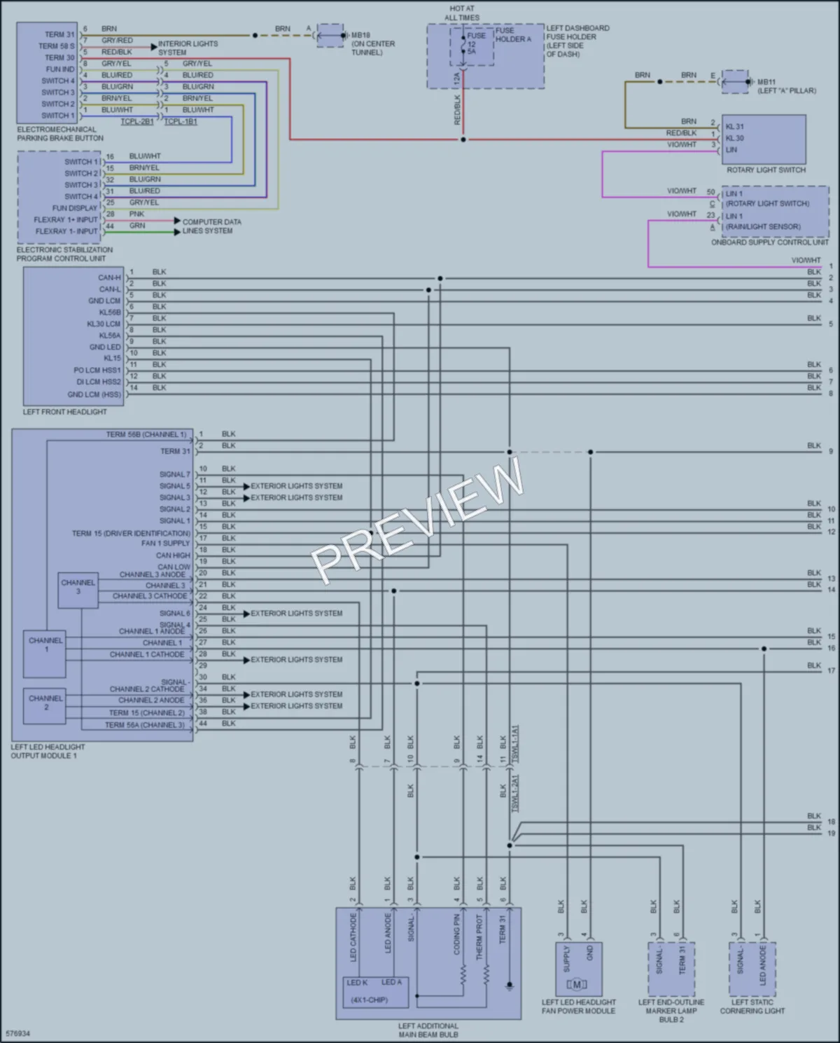 2017 Porsche Panamera Headlights wiring diagram preview