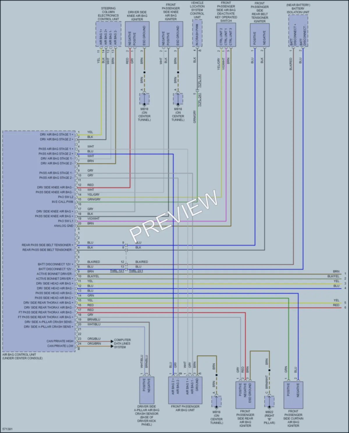 2017 Porsche Panamera Supplemental Restraints wiring diagram preview