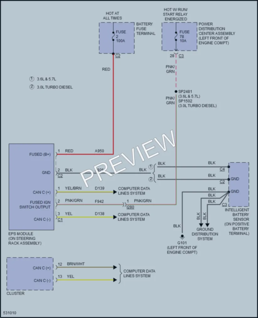 2017 Ram 1500Pickup Electronic Power Steering wiring diagram preview