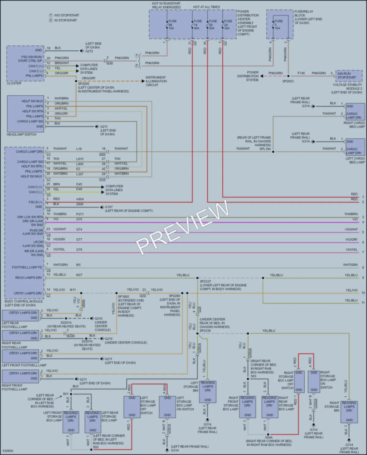2017 Ram 1500Pickup Interior Lights wiring diagram preview