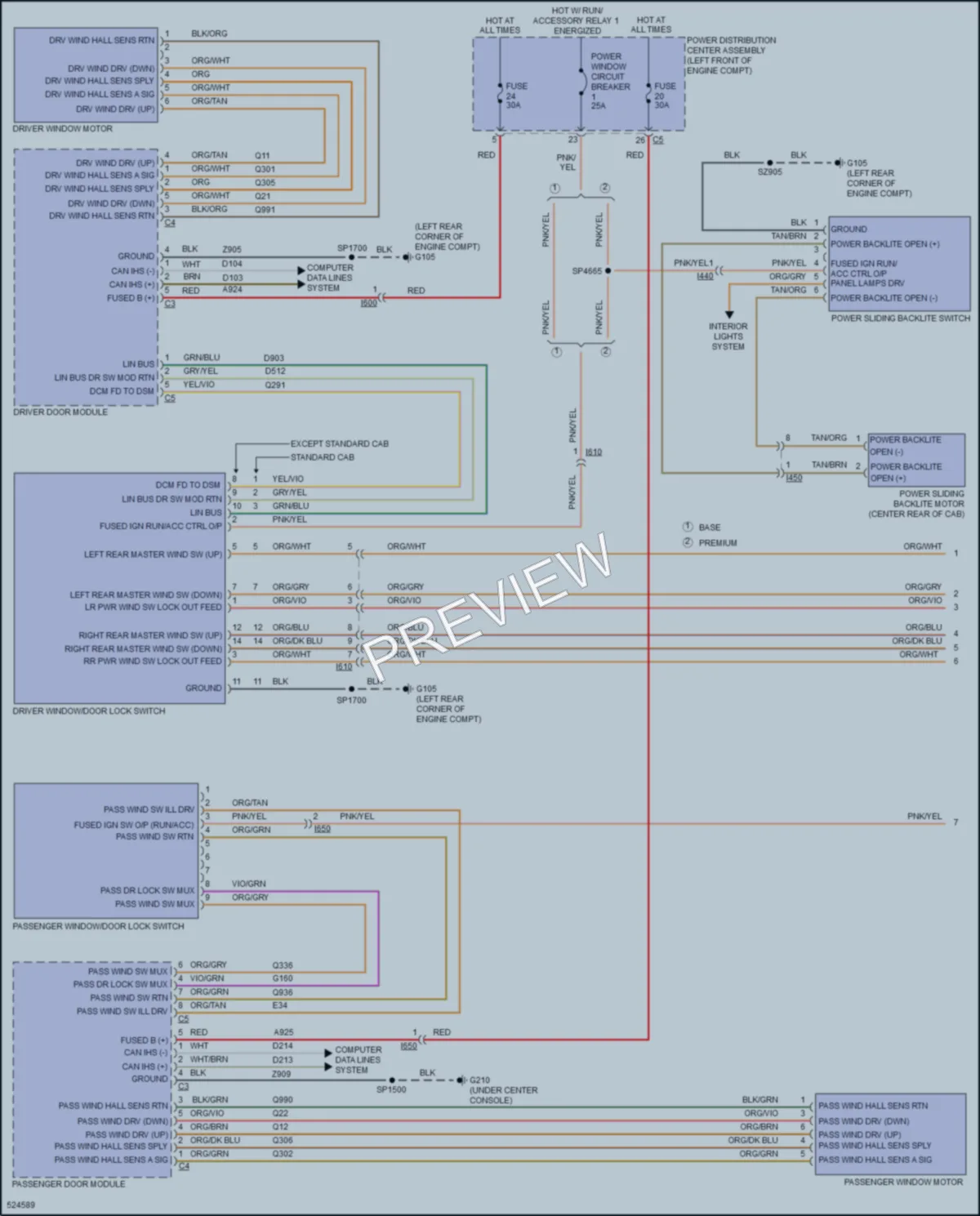 2017 Ram 1500Pickup Power Windows wiring diagram preview
