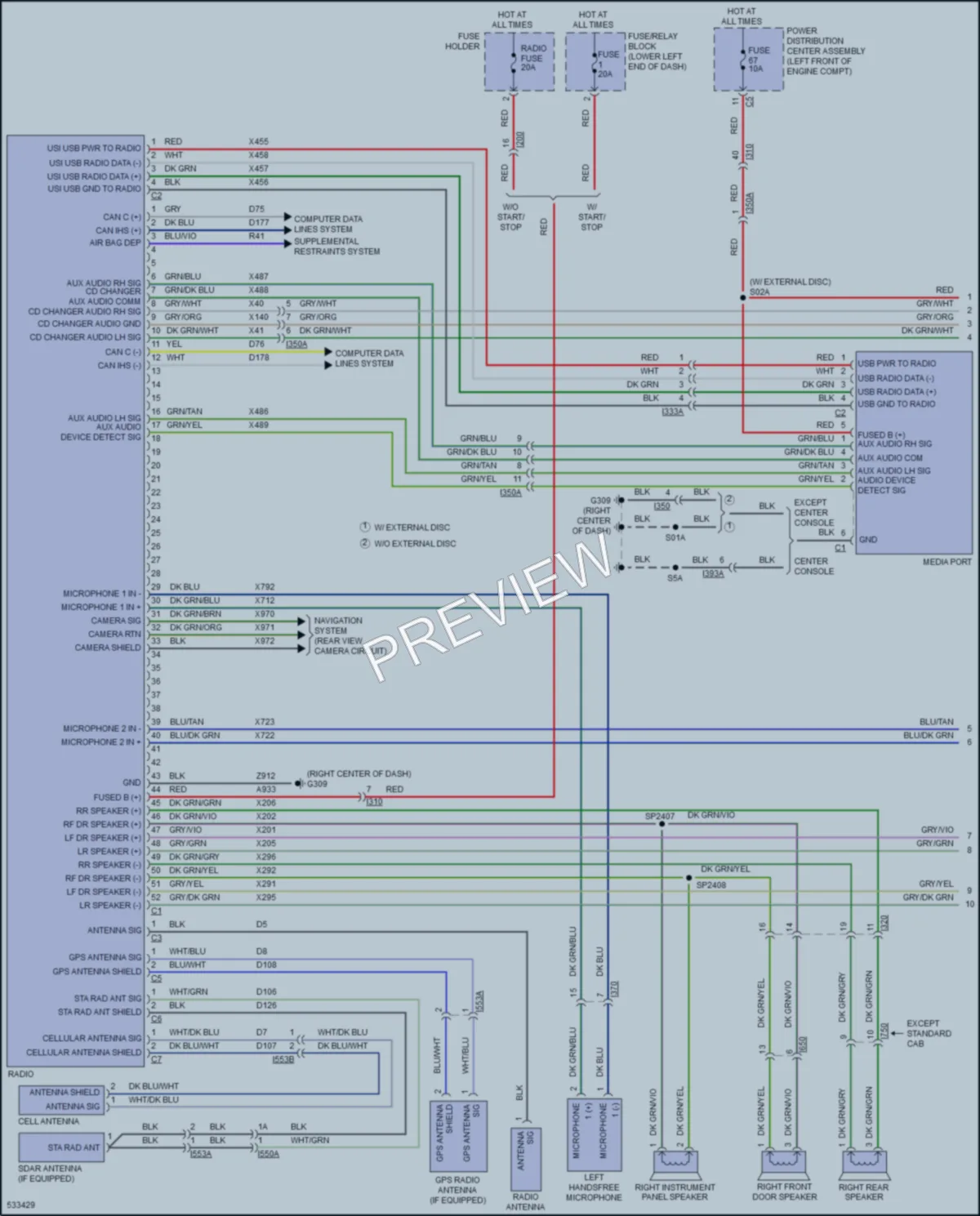 2017 Ram 1500Pickup Radio wiring diagram preview