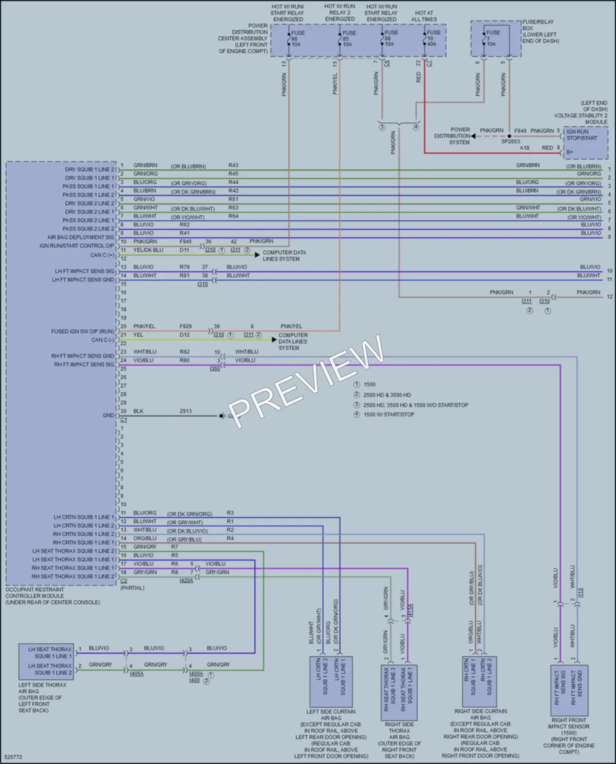 2017 Ram 1500Pickup Supplemental Restraints wiring diagram preview
