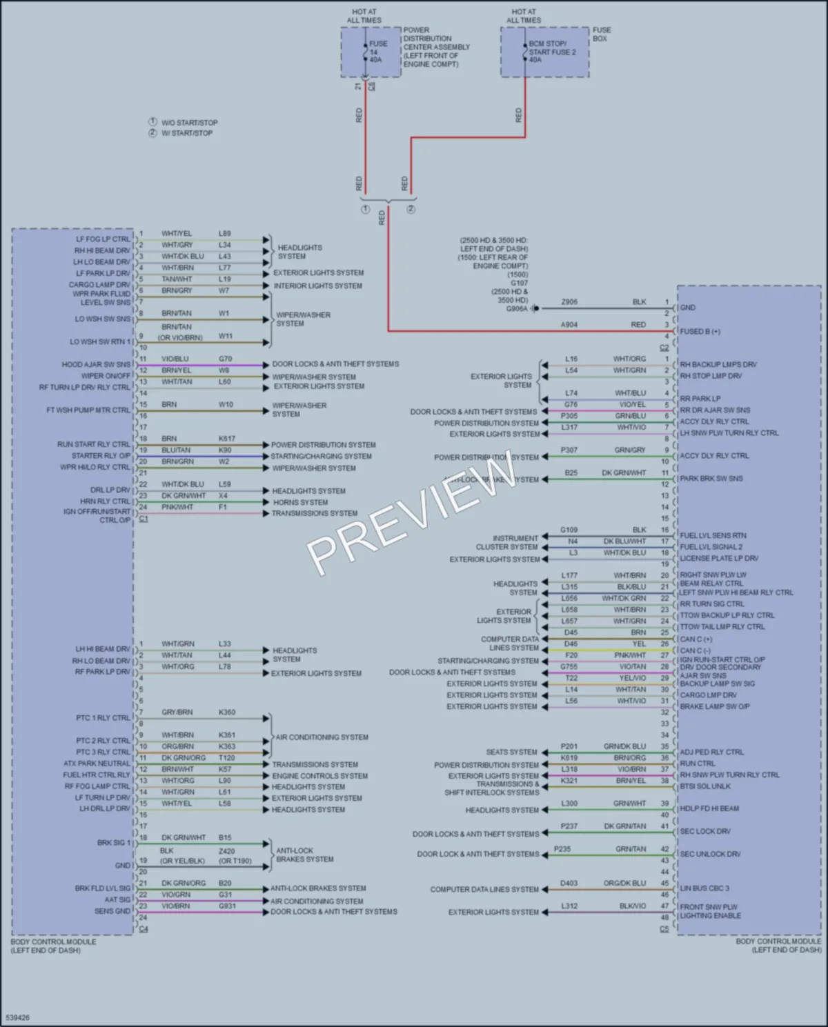 2017 Ram 2500Pickup Body Control Modules wiring diagram preview