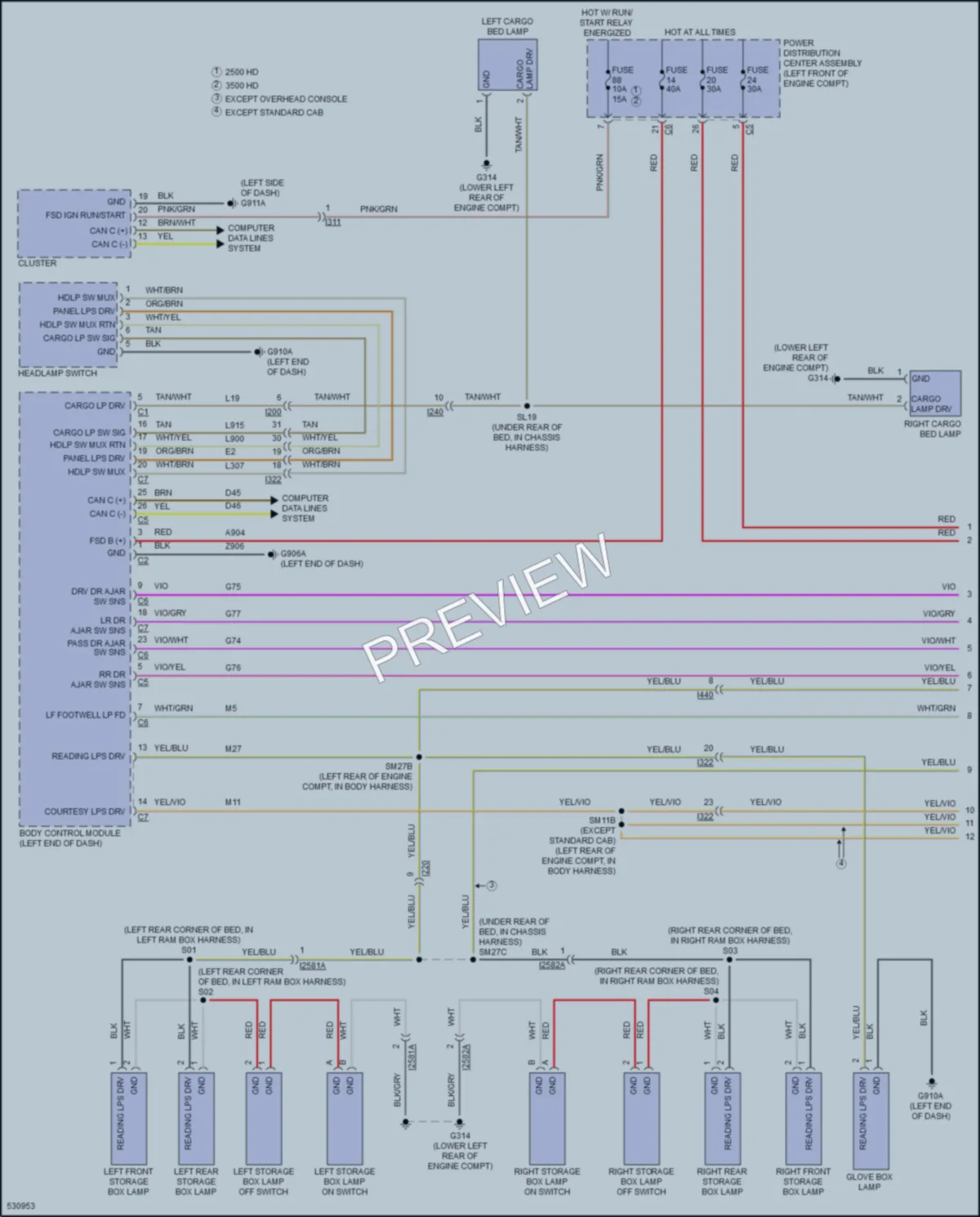 2017 Ram 2500Pickup Interior Lights wiring diagram preview