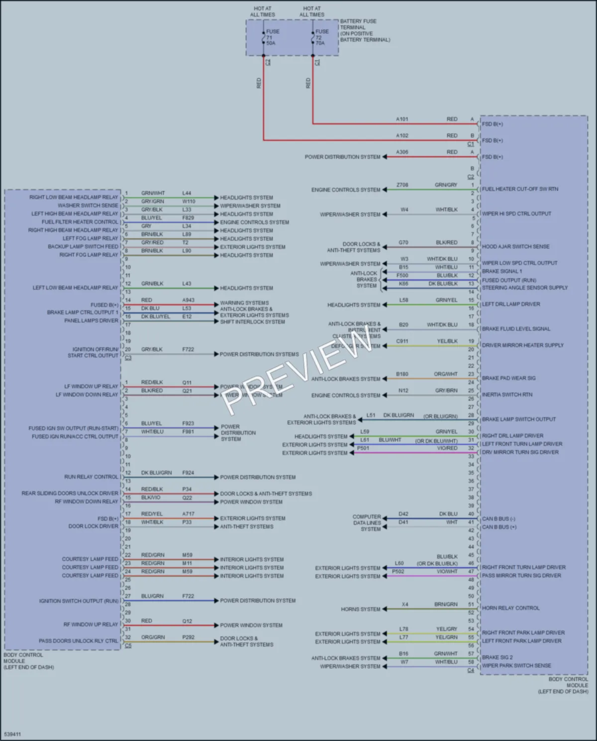2017 Ram 2500ProMaster Body Control Modules wiring diagram preview