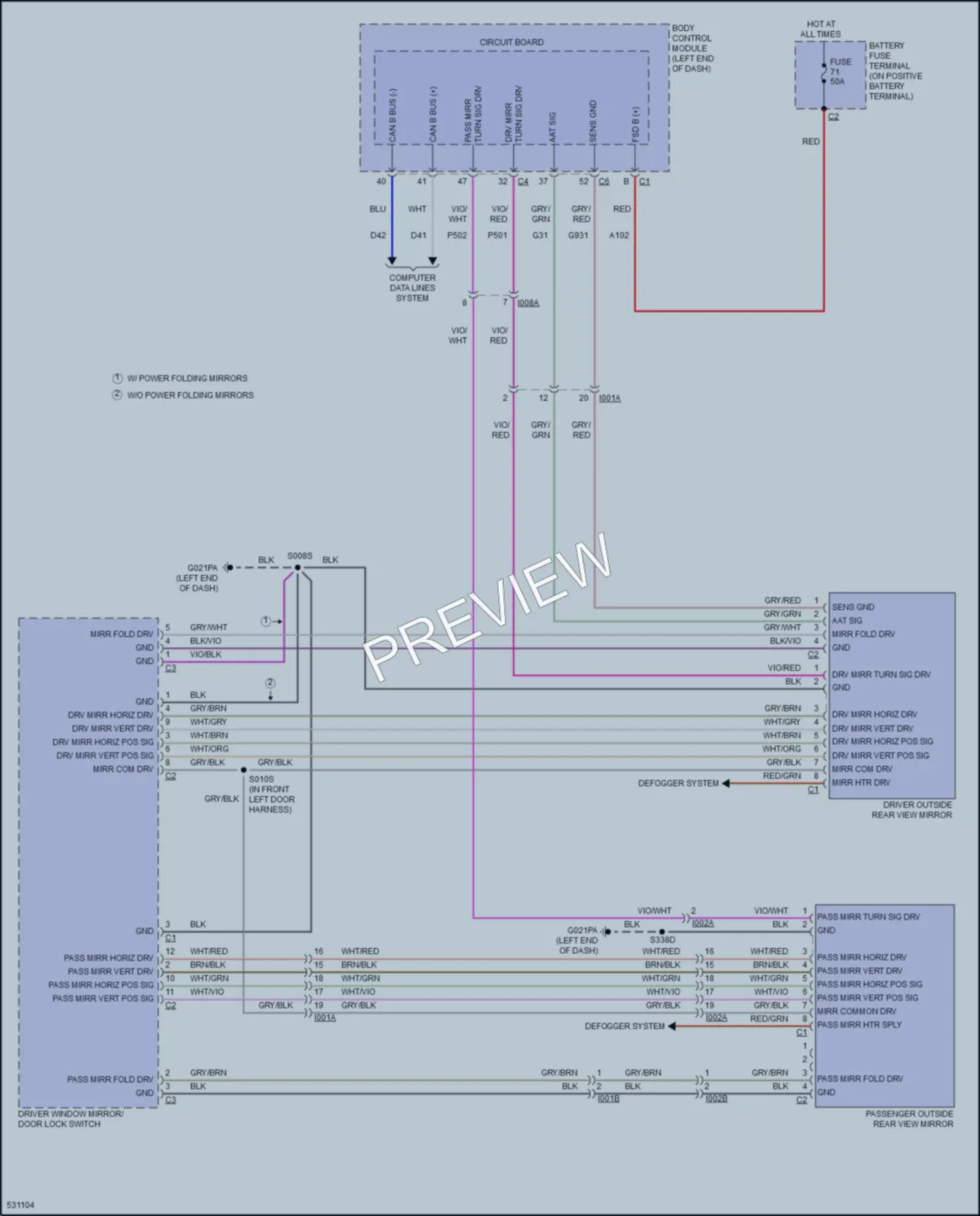 2017 Ram 3500ProMaster Power Mirrors wiring diagram preview