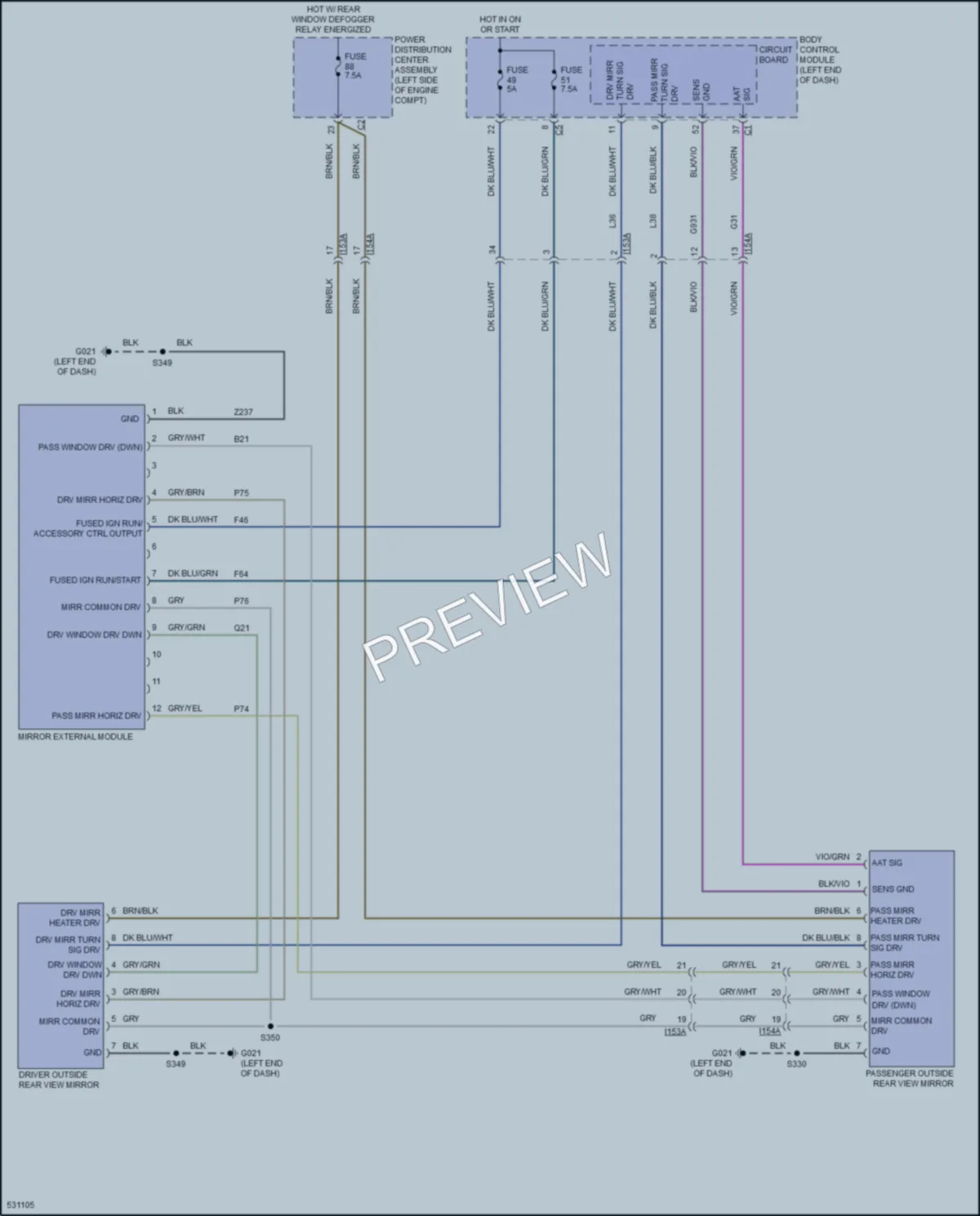 2017 Ram ProMasterCity Power Mirrors wiring diagram preview