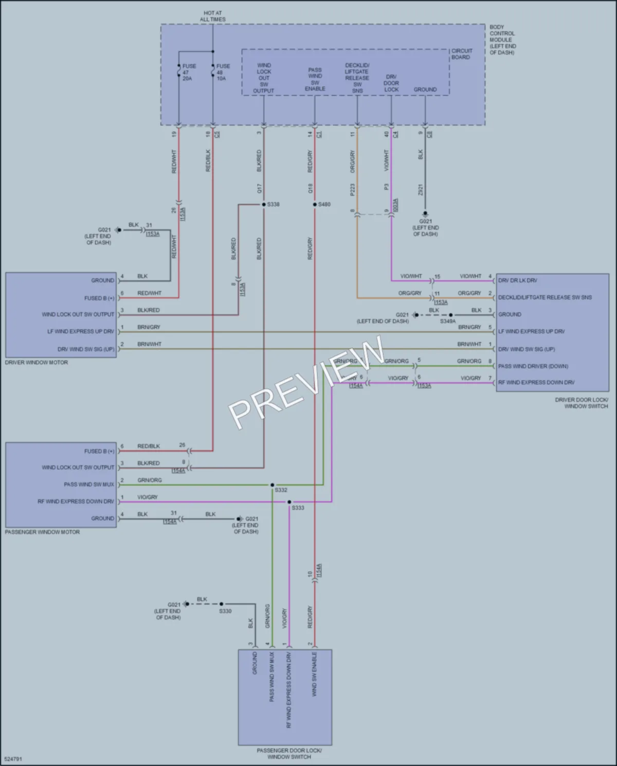 2017 Ram ProMasterCity Power Windows wiring diagram preview
