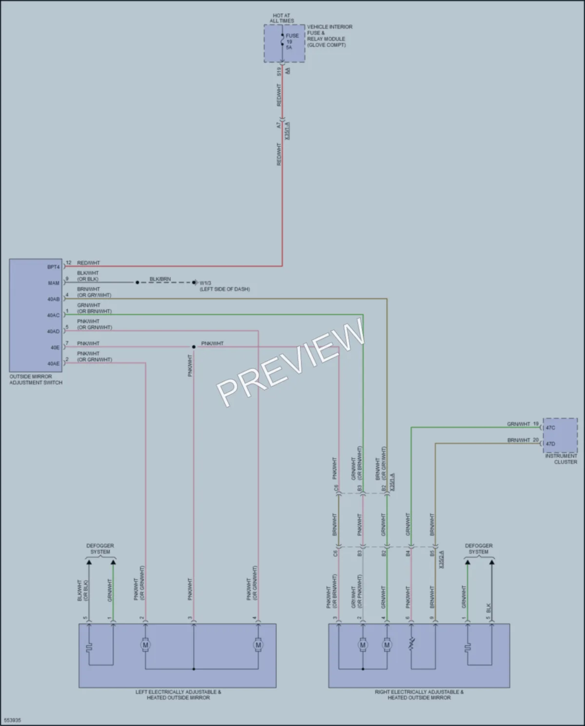 2017 Smart fortwo Power Mirrors wiring diagram preview