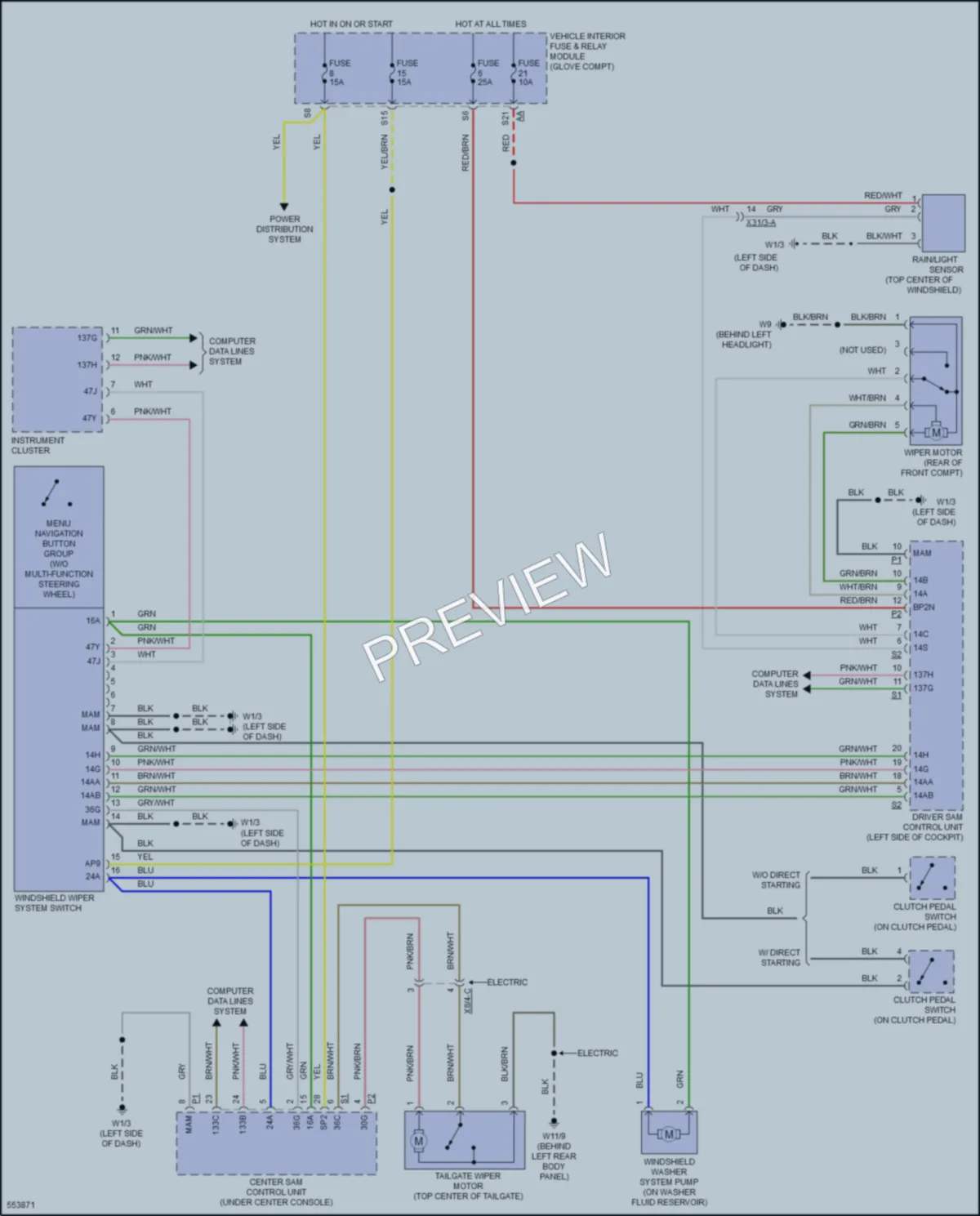 2017 Smart fortwo Wiper Washer wiring diagram preview