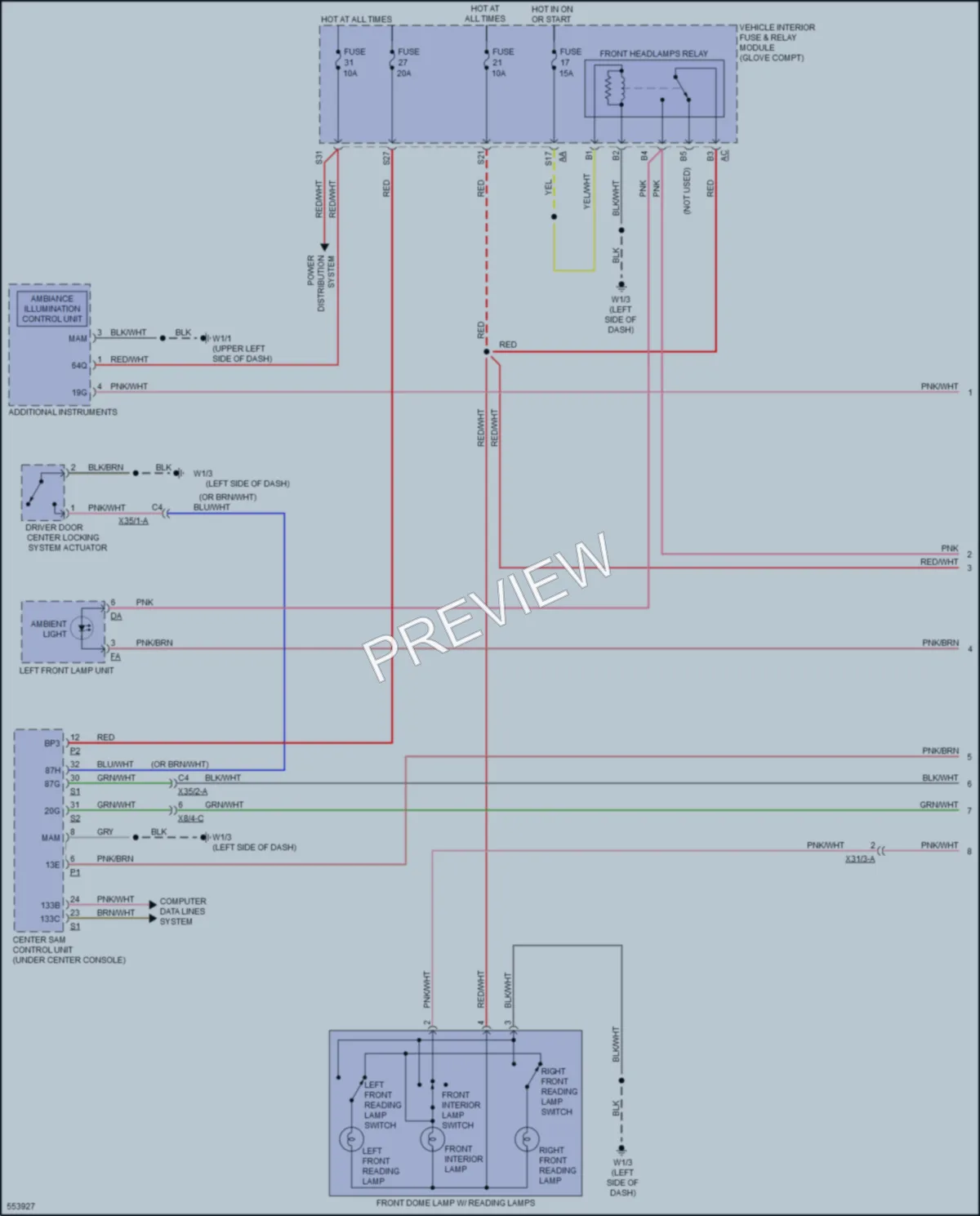 2017 Smart fortwoelectric Interior Lights wiring diagram preview