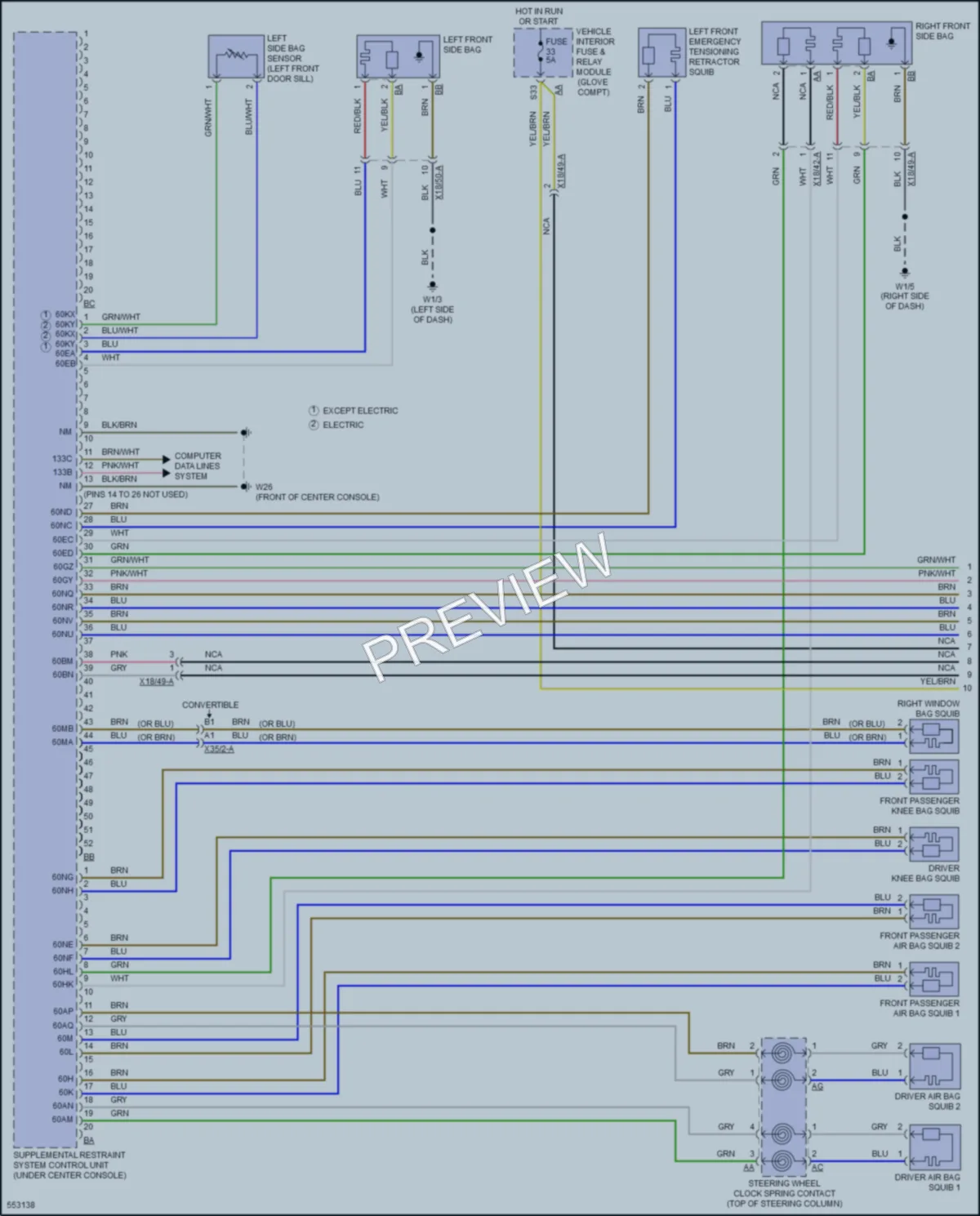 2017 Smart fortwoelectric Supplemental Restraints wiring diagram preview