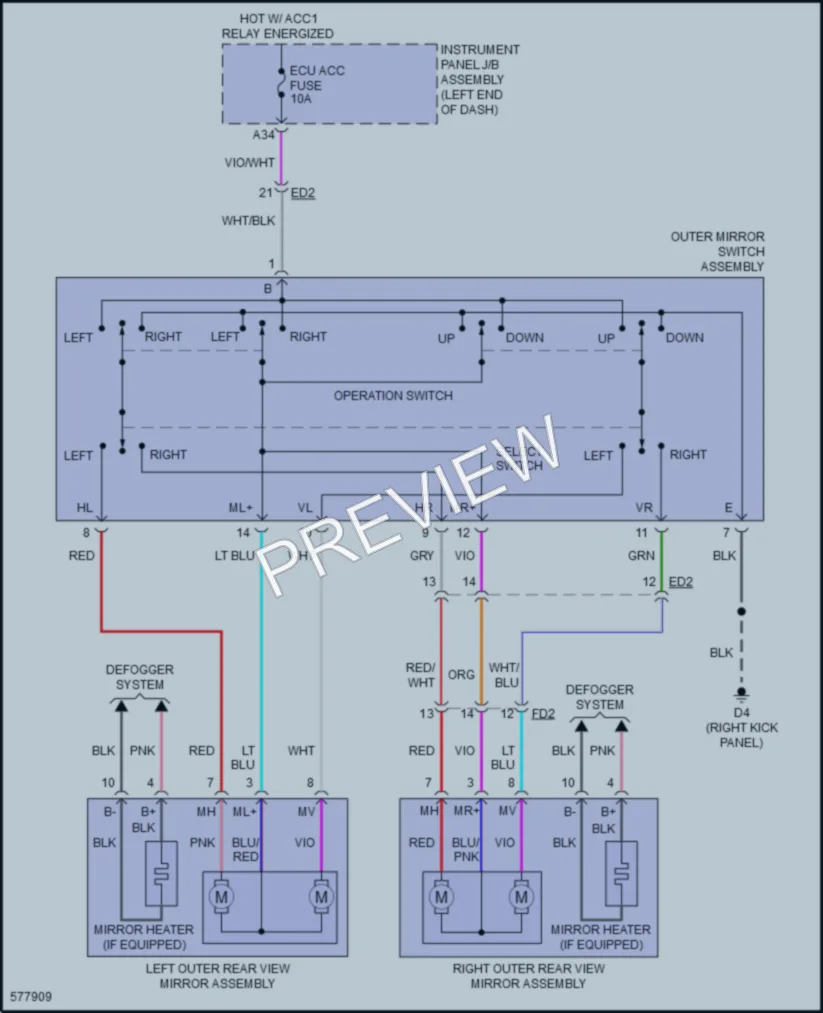 2017 Subaru BRZ Power Mirrors wiring diagram preview