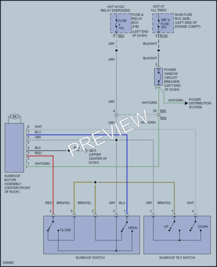 2017 Subaru Crosstrek Power Top Sunroof wiring diagram preview