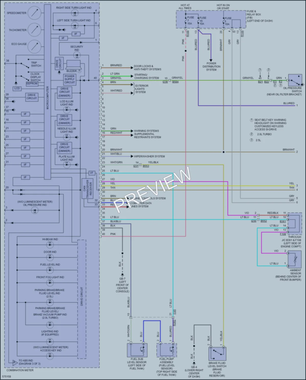 2017 Subaru Forester Instrument Cluster wiring diagram preview