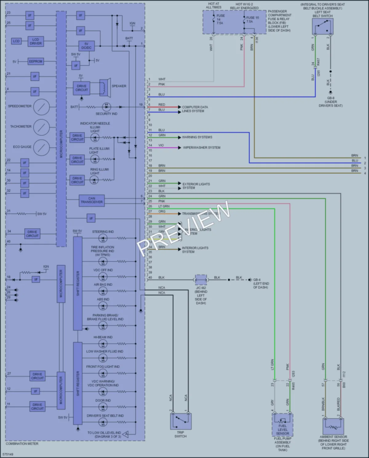 2017 Subaru Impreza Instrument Cluster wiring diagram preview