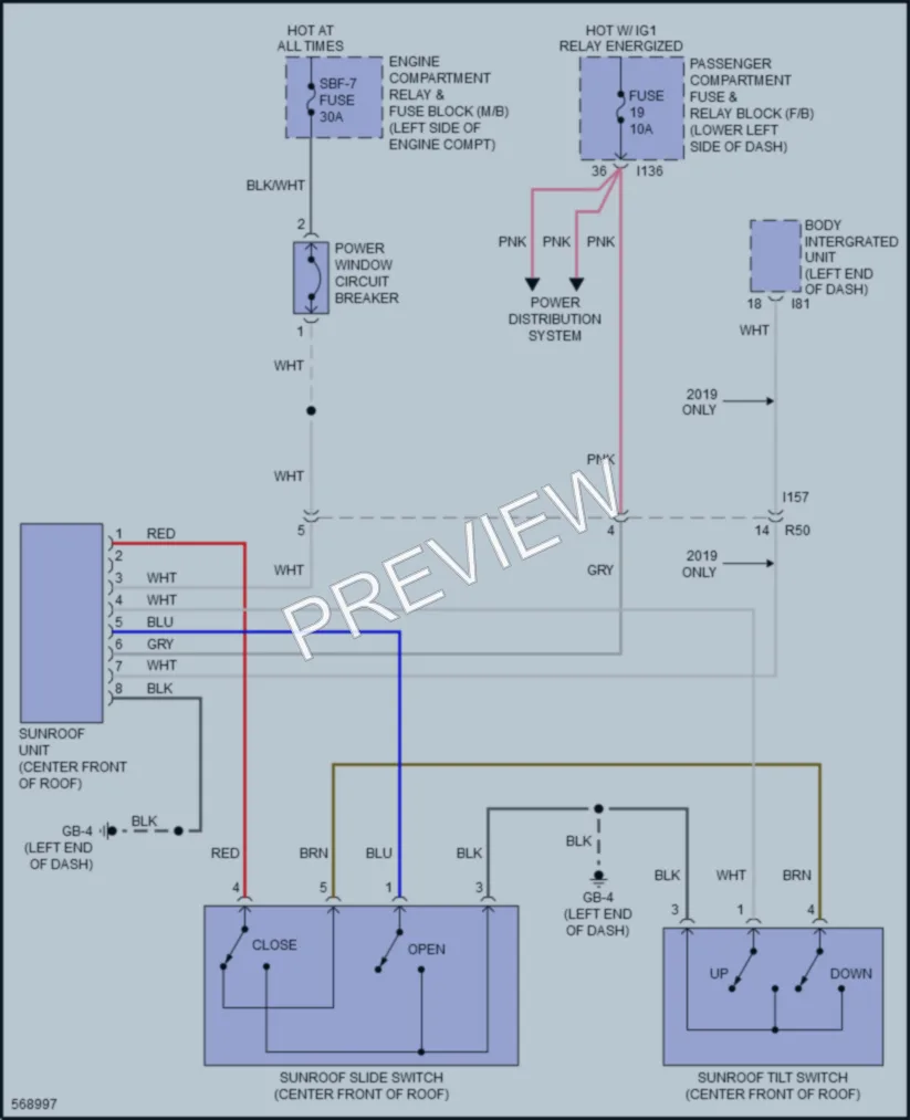 2017 Subaru Impreza Power Top Sunroof wiring diagram preview