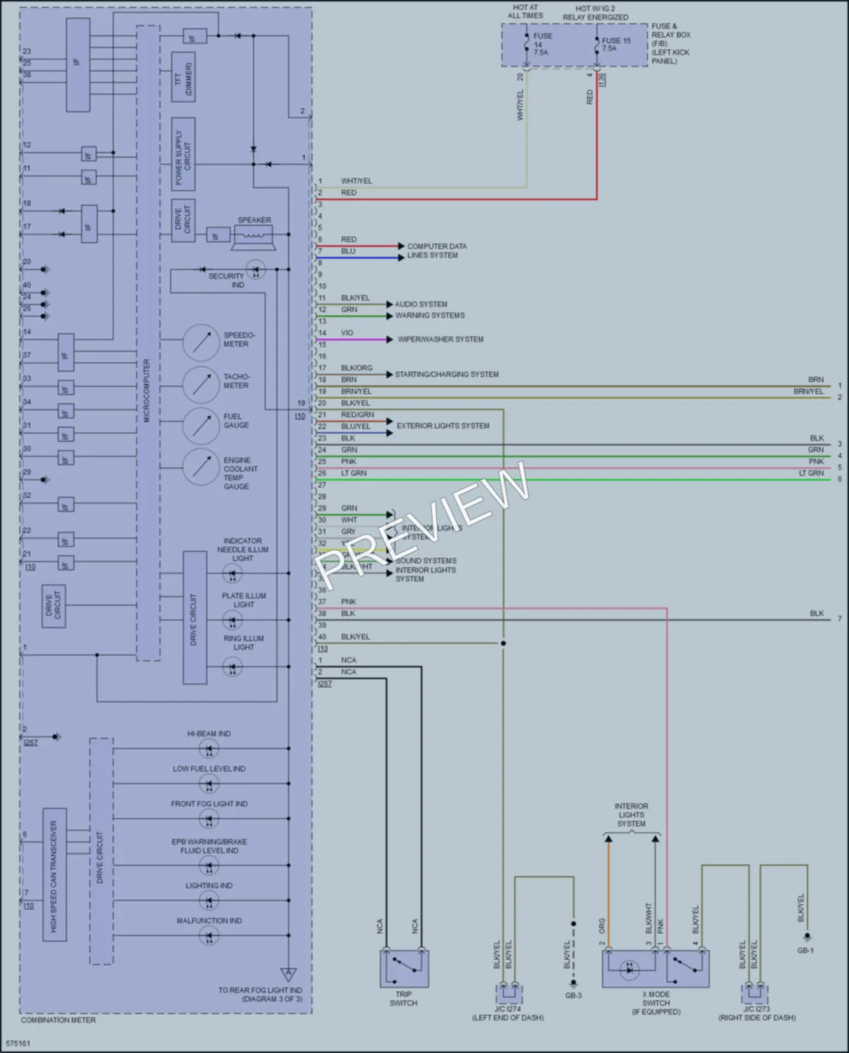 2017 Subaru Legacy Instrument Cluster wiring diagram preview