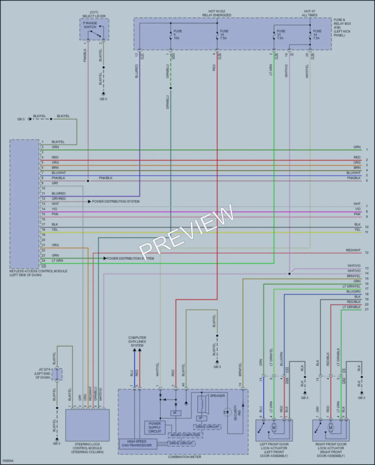 2017 Subaru Legacy Power Door Locks wiring diagram preview