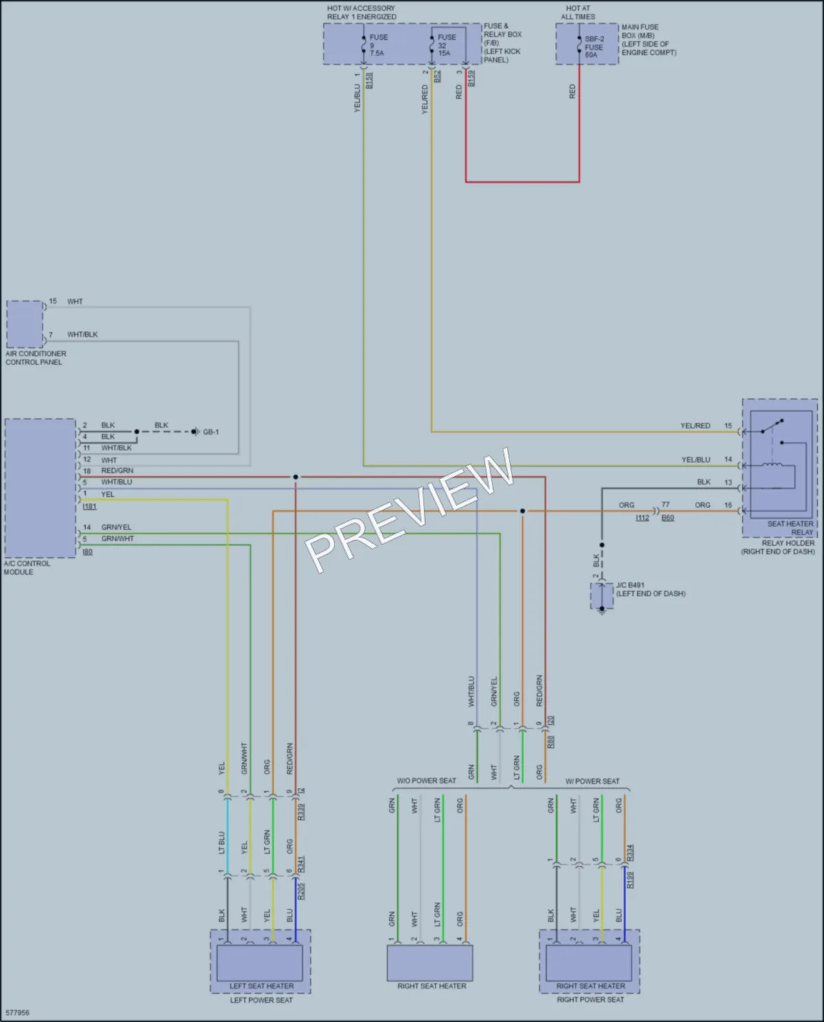 2017 Subaru Legacy Power Seats wiring diagram preview