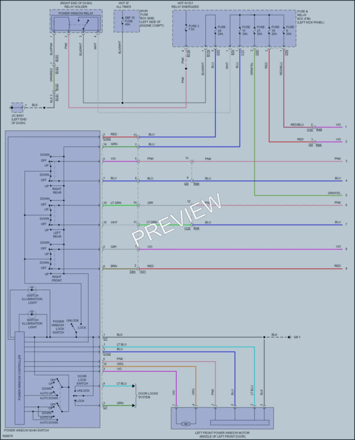 2017 Subaru Legacy Power Windows wiring diagram preview