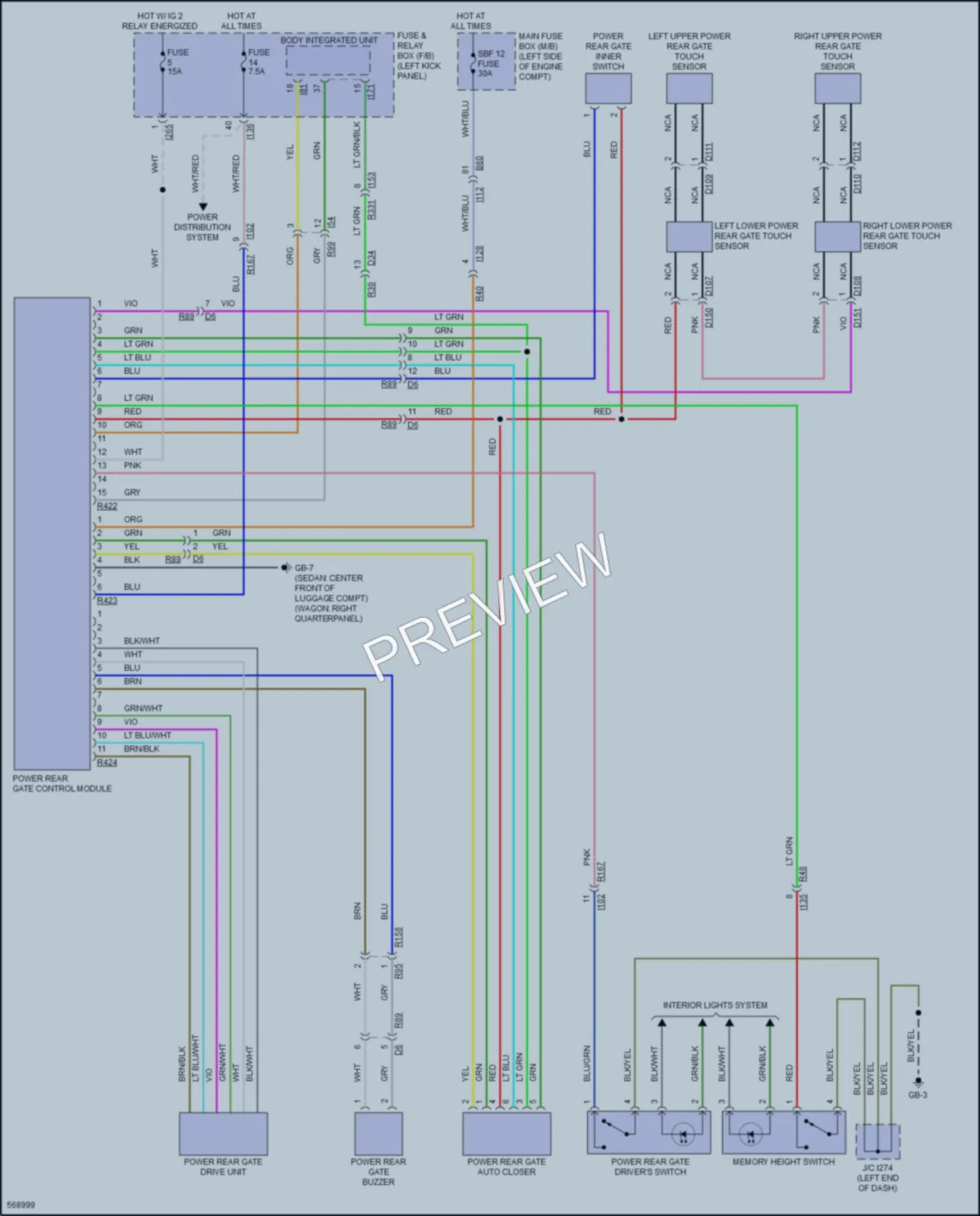2017 Subaru Outback Trunk Tailgate Fuel Door wiring diagram preview