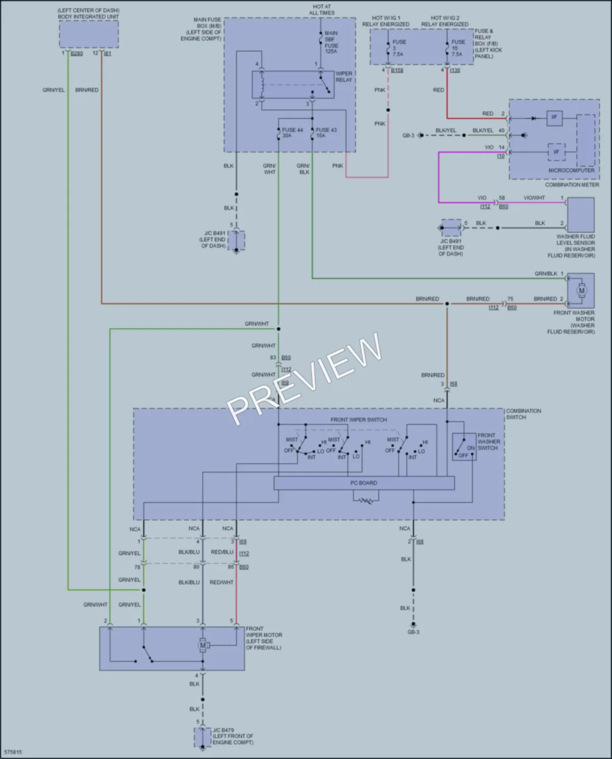 2017 Subaru Outback Wiper Washer wiring diagram preview