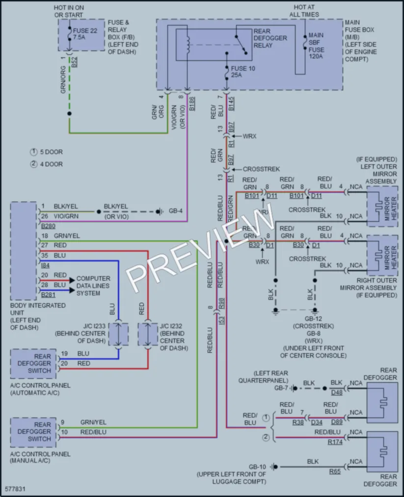 2017 Subaru WRX Defoggers wiring diagram preview