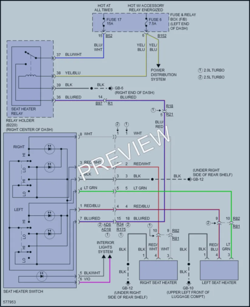 2017 Subaru WRX Power Seats wiring diagram preview