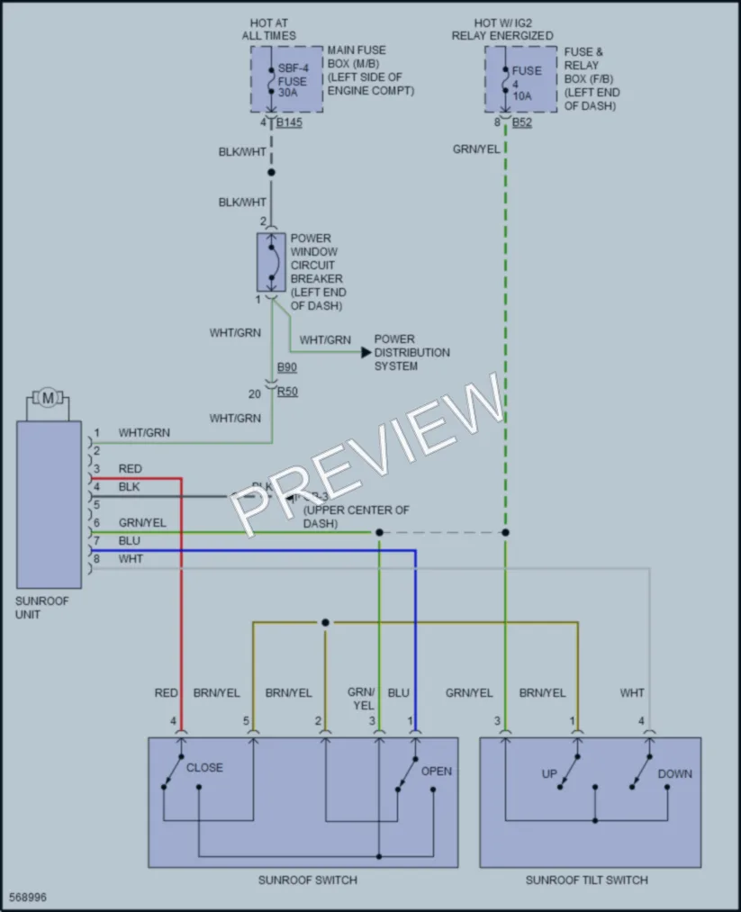 2017 Subaru WRX Power Top Sunroof wiring diagram preview