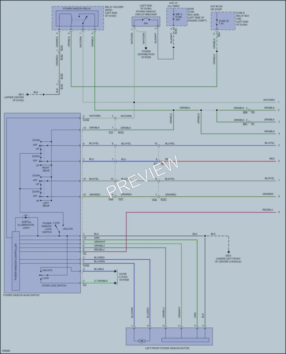 2017 Subaru WRX Power Windows wiring diagram preview