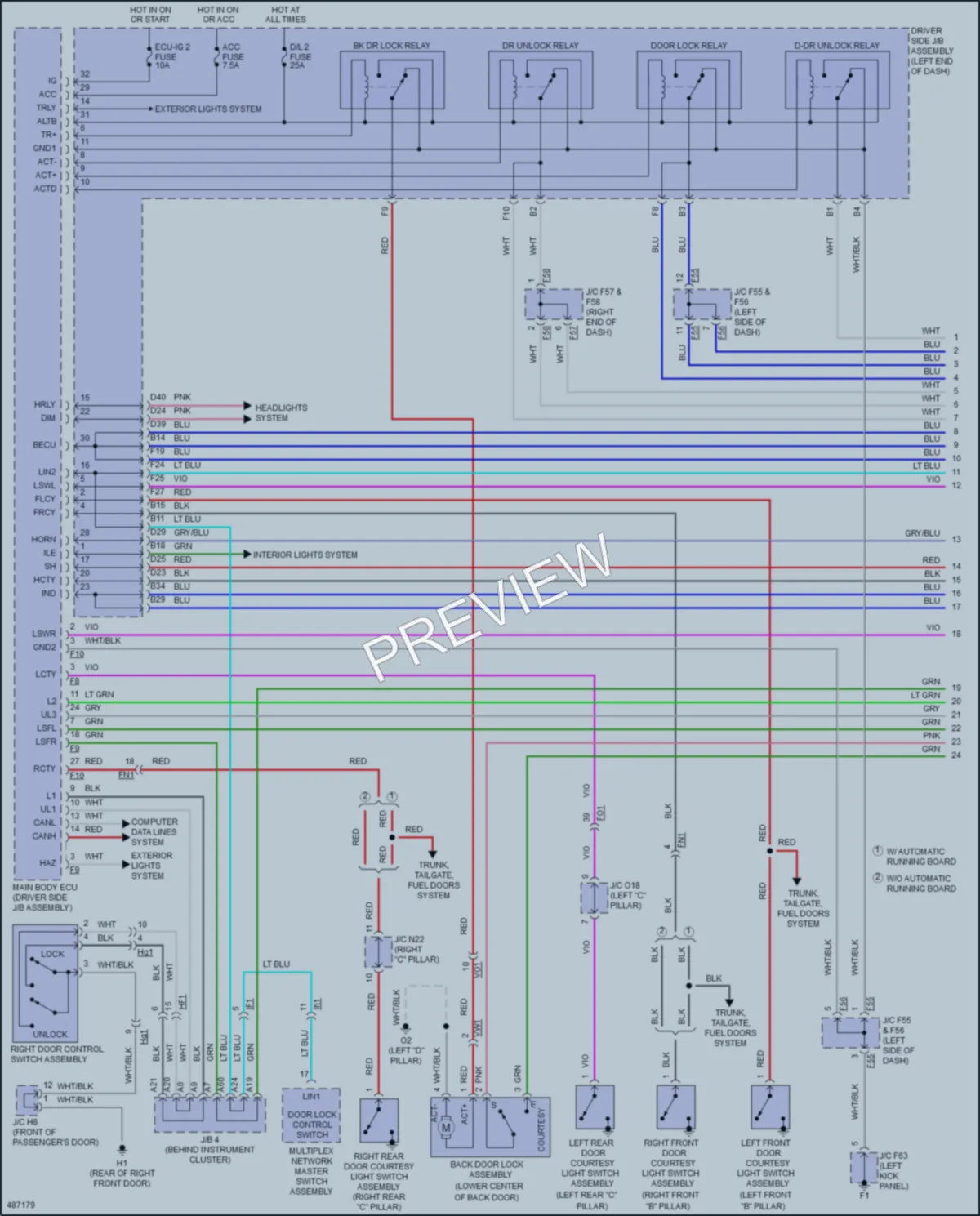 2017 Toyota 4Runner Power Door Locks wiring diagram preview